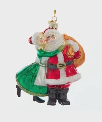 Glass Santa and Mrs. Claus Ornament