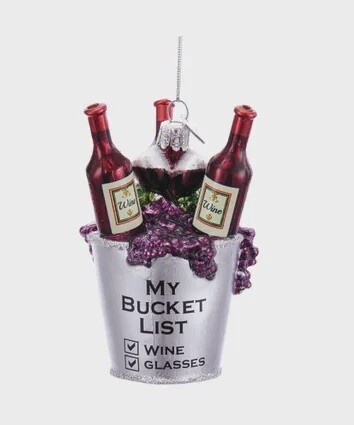 Wine Bucket List with Wine Bottle Ornament