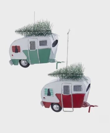 Automobile: Camper with Christmas Tree Ornament