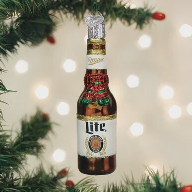 Booze: Holiday Miller Lite Bottle Ornament