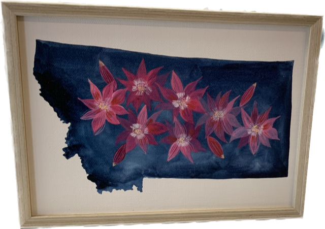 Framed Canvas State flowers Montana