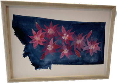 Framed Canvas State flowers Montana