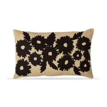Floral Embroidered Lumbar Pillow