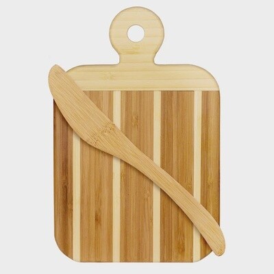 Stripped Bamboo Board with Utensil