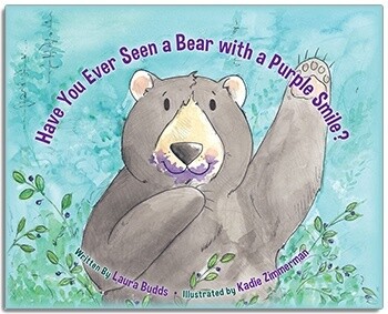 Book Bear With Purple Smile