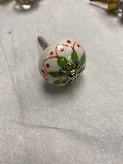 Cabinet Knob - Green Flower