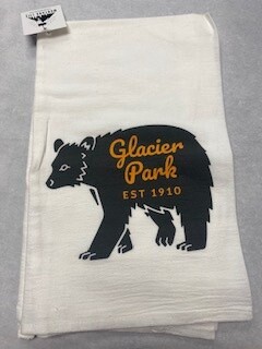 Vintage Grizzly Bear Dishtowel - Glacier Park
