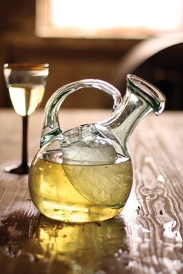 Tilted Glass Wine Decanter Green