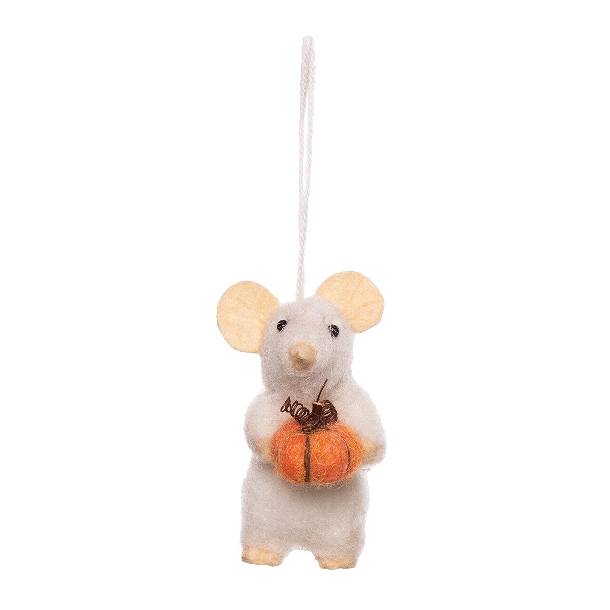 Orn Felt Mouse holding Pumpkin
