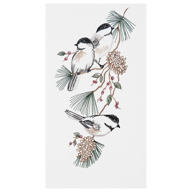 Chickadees Embroidered Towel