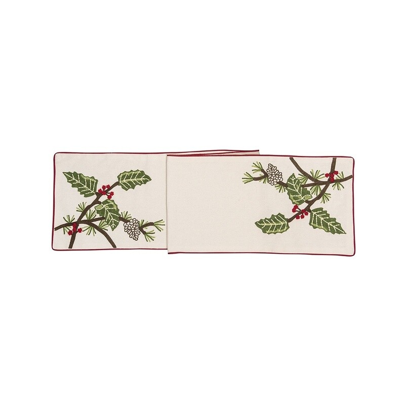 Holly and Pinecones Table Runner