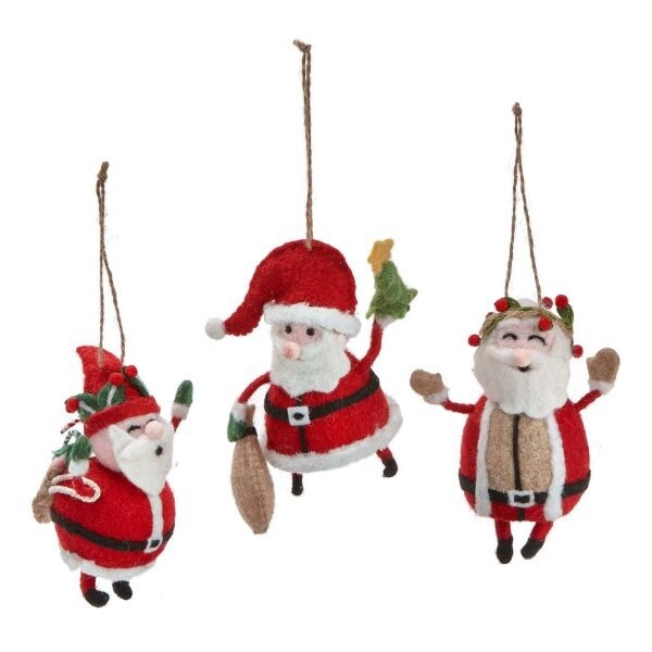 Felt Santa&#39;s 3 assorted Ornaments