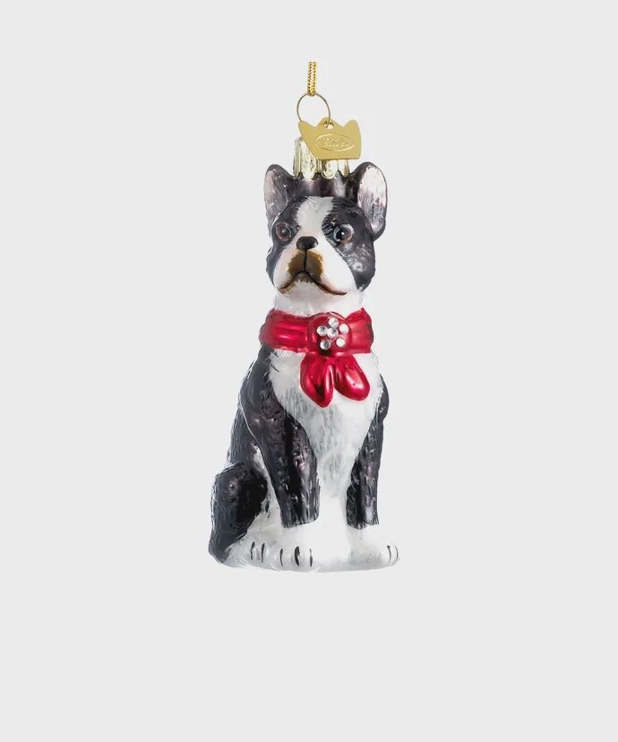 Boston Terrier Glass Ornament