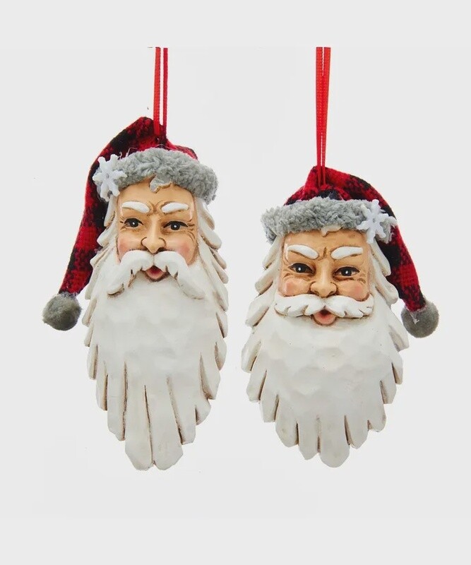 Santa Head Ornament  with Fabric Stocking Hat