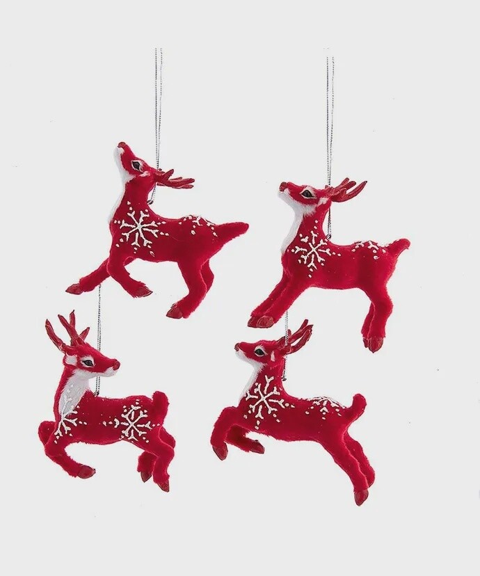 Deer with Red and Snowflake Ornament