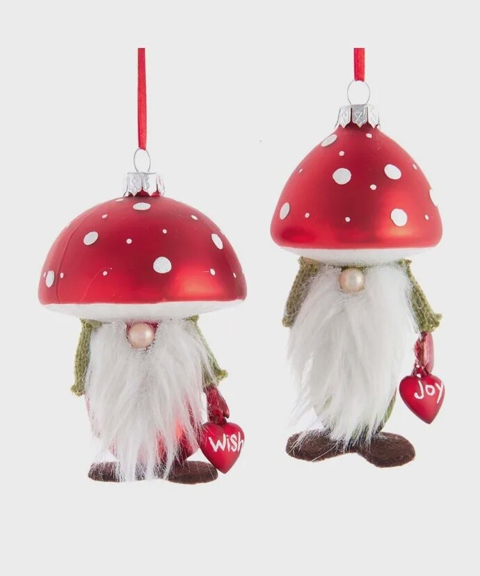 Glass Mushroom Gnome Ornaments