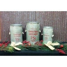 Bucket Metal With handles Red words