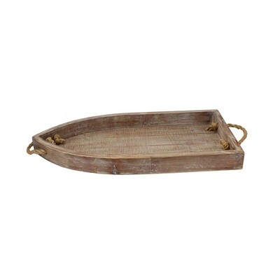 Wood Boat Shape Tray Hemp Handles