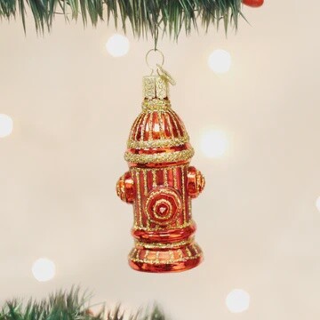 Glass Fire Hydrant Ornament