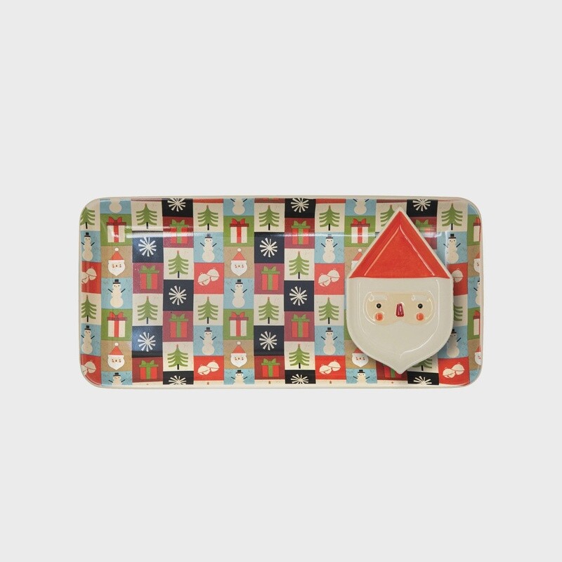Vintage Holiday Rectangular Snack  Dish