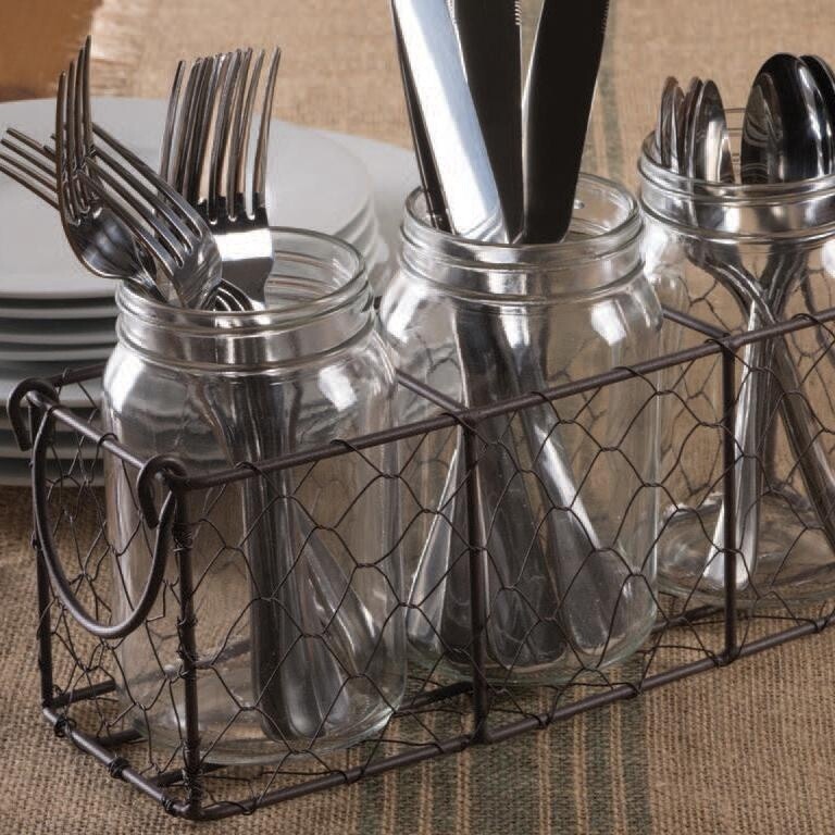 Vintage Chicken-Wire Flatware Caddy