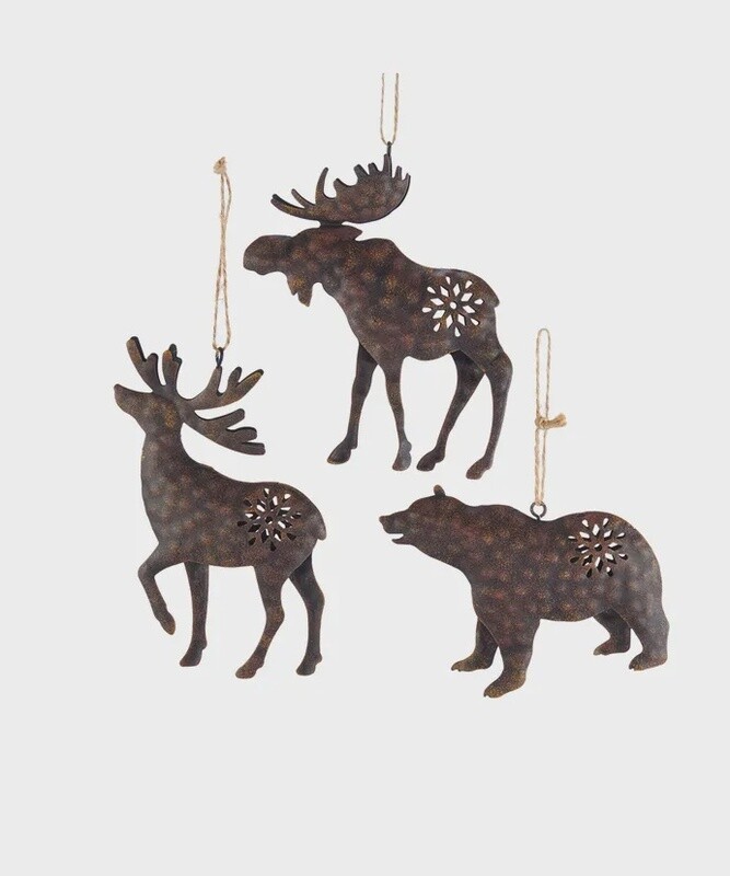 Brown Metal Moose, Deer, Bear Ornament