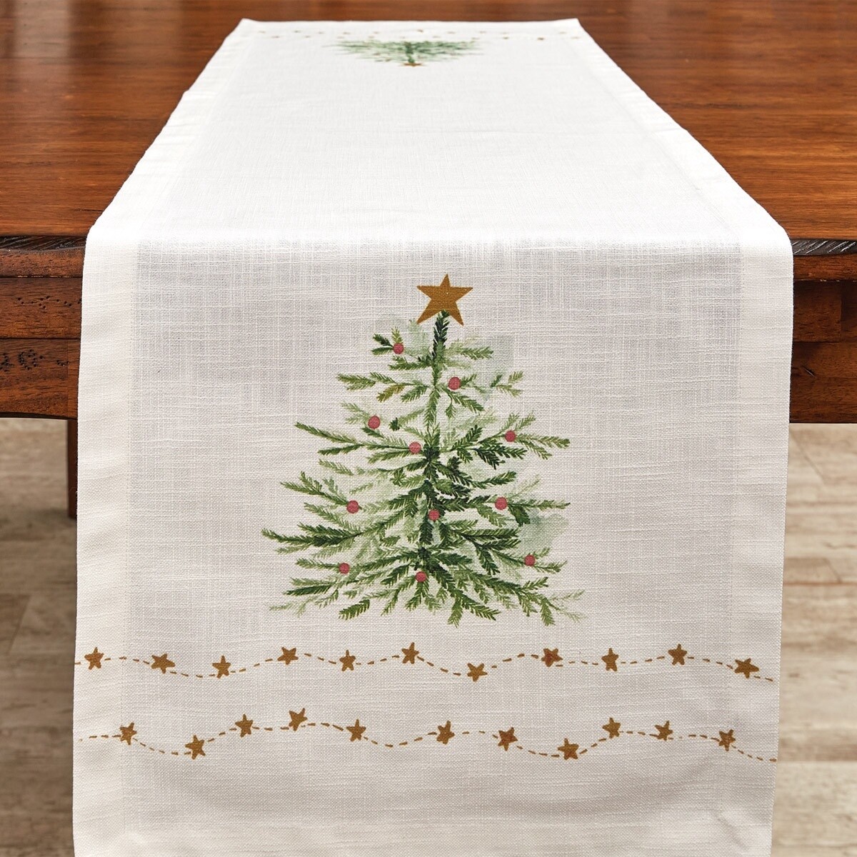 Rustic Christmas Tree Table Runner 15x 54