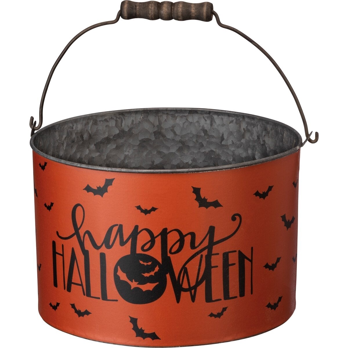 Trick or Treat Bucket Orange with Bats