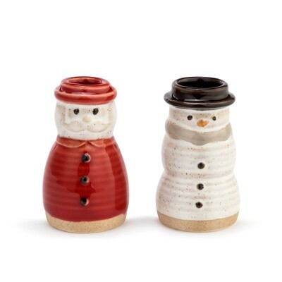 Ceramic Santa and Snowman Toothpick Holder