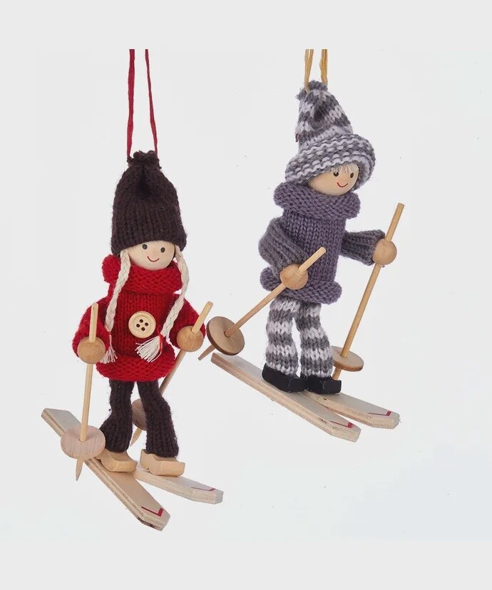 6.5&quot; Fabric Skier 2 assorted Ornaments