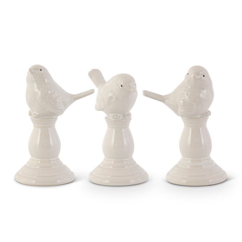 Ceramic Birds on Pedestals - Assorted