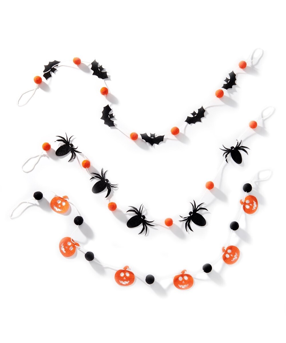 Halloween Felt/Wool Garland 3 assorted spiders, bats, pumpkins