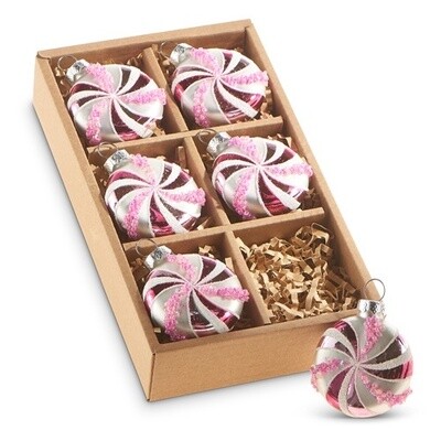 Box of Pink Peppered Glittered Ornaments