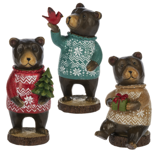 Bear in Sweater Resin 3 colors