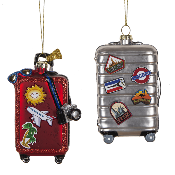 Glass Suitcase Ornaments