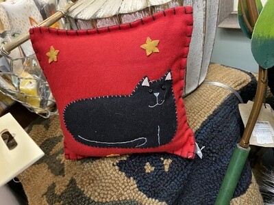 Pillow Cat on Red Felt