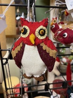 Small Red Owl Ornament