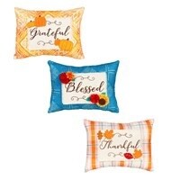 Mini Pillow, 8 x6, 3 assorted Blessed, Grateful, Thankful