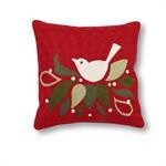Pillow Red Embroidered Pillow with White Dove