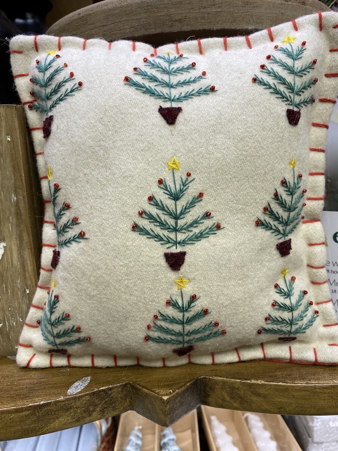 Pillow Square White with Trees