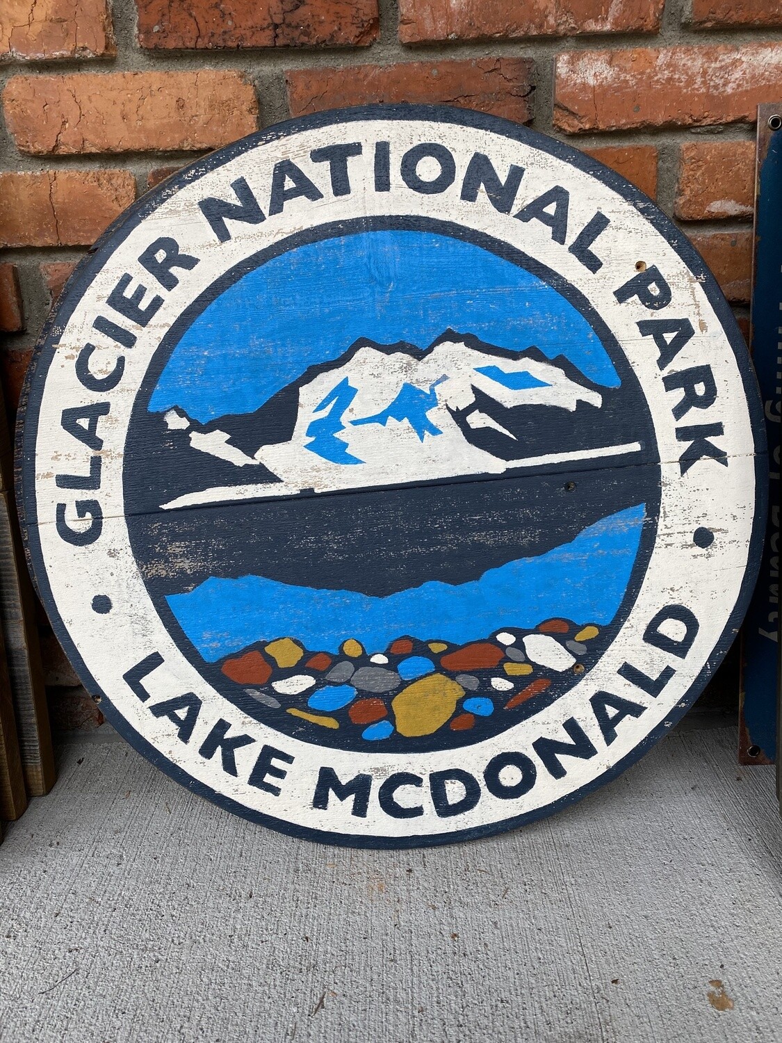 Barnwood Round Lake MacDonald Sign, Glacier National Park