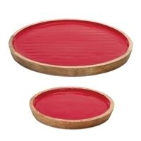 High Gloss Red Wood Trays