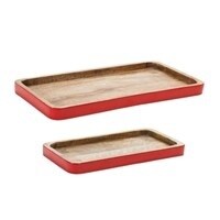 Tray Wood with Red Edge, Size: small