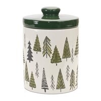 Ceramic Tall Canister with Trees