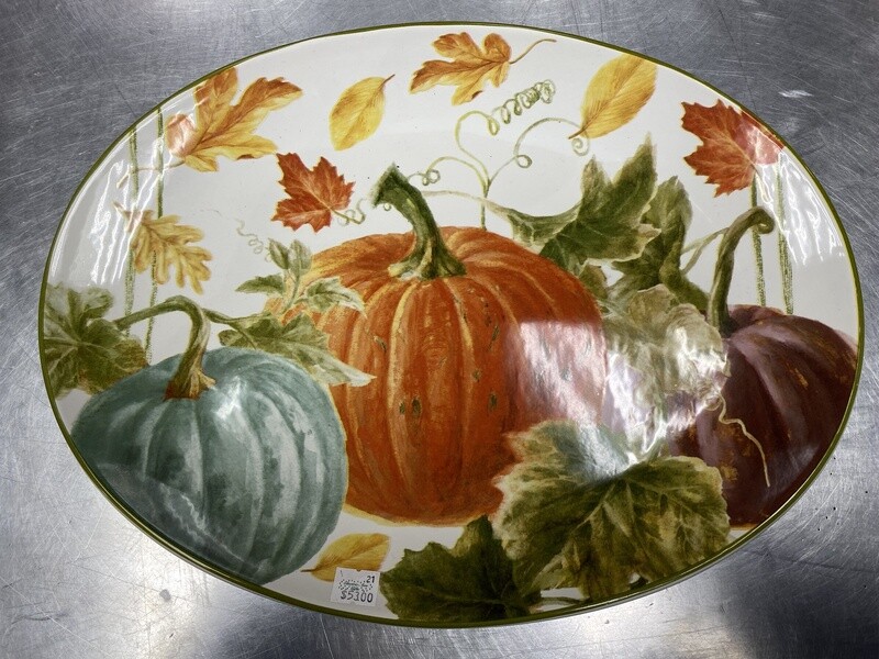 Autumn Oval Serving Plate with Pumpkins