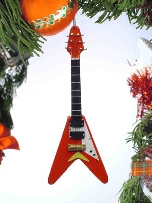 Red Electric V Guitar Ornament