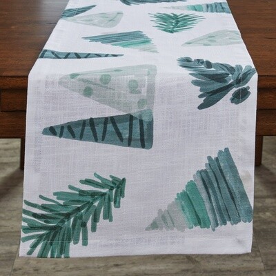 Hand Painted Trees Table Runner