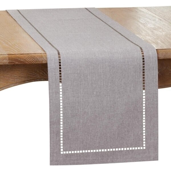 Grey Hemstitched Table Runner