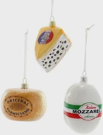 3 Assorted Glass Cheese Ornaments