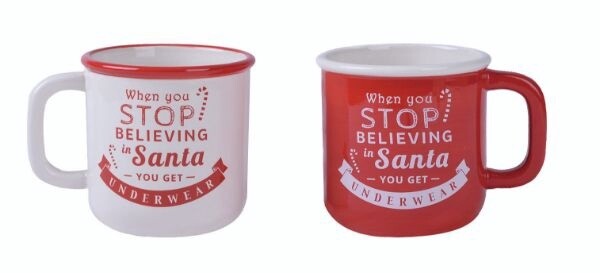 Vintage Holiday Red and White Mugs